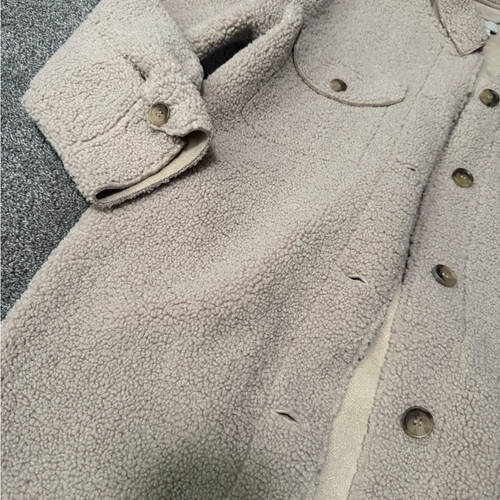 Joie Teddy Sherpa Tan Oversized Jacket Sz S - Picture 4 of 5